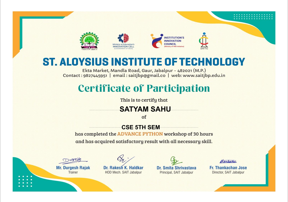 Python Workshop Certificate
